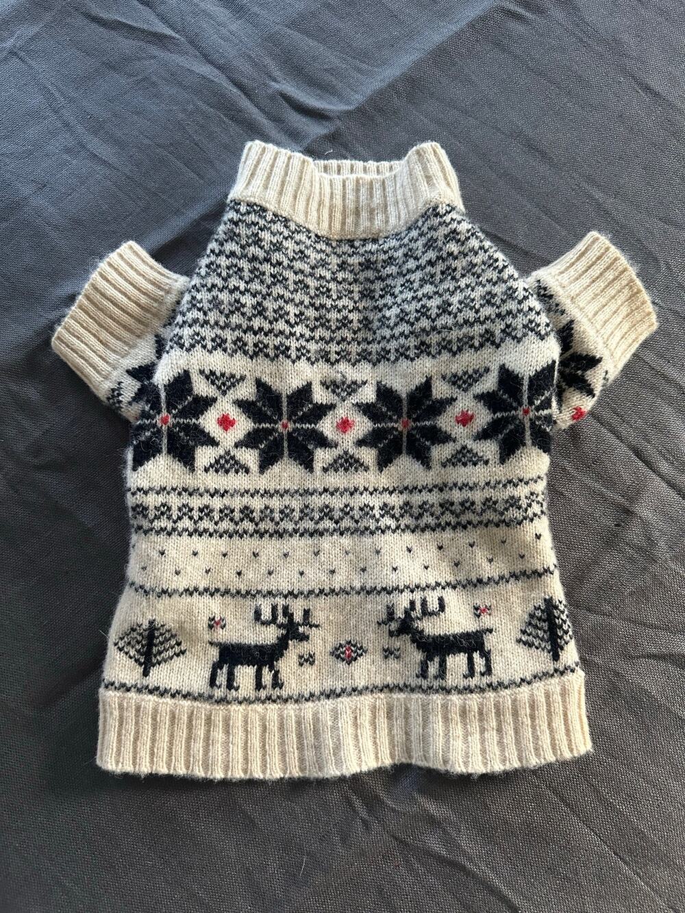 Vintage RALPH LAUREN Dog Sweater Shetland Wool fair isle white sz M Nordic